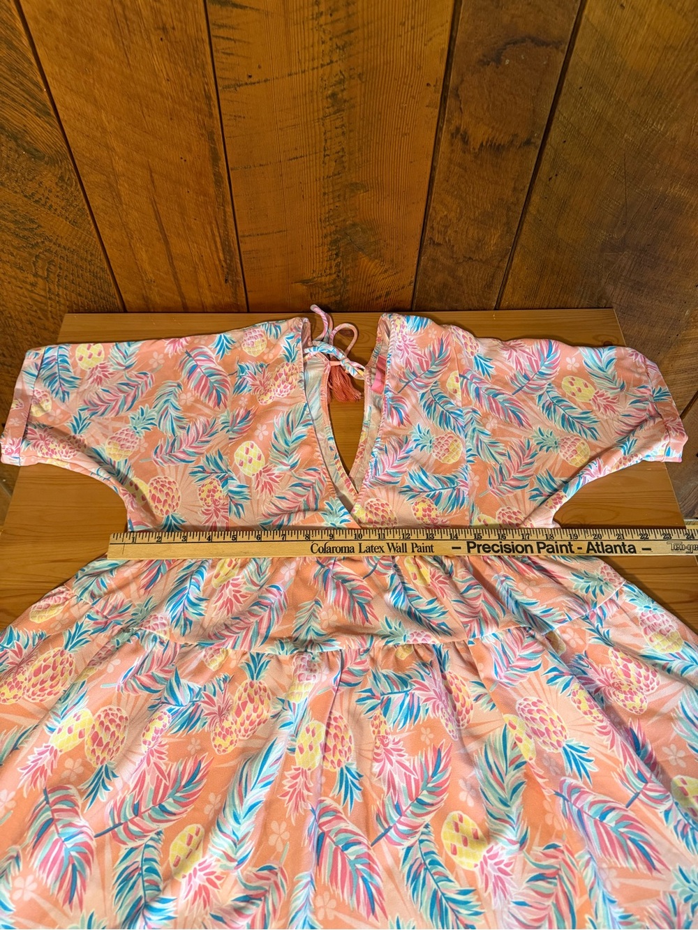Simply Southern Pink Pineapple Tropical Palm Tiered Babydoll Dress Tunic S - Picture 10 of 14